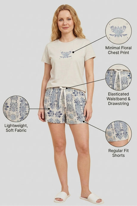 Sweet Dreams Graphic Printed Short Set - Light Grey — image 5
